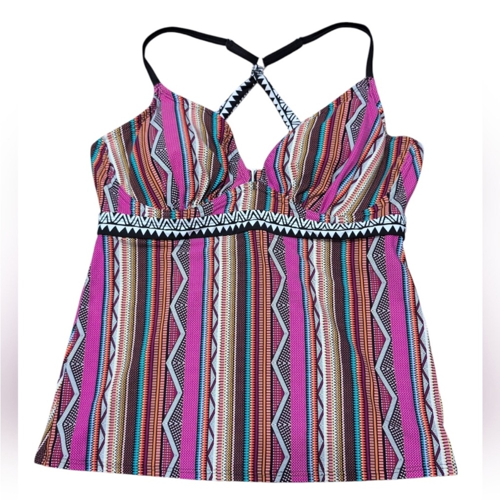 Title Nine Tankini Underwire Size 34DD Colorful Aztec Print
